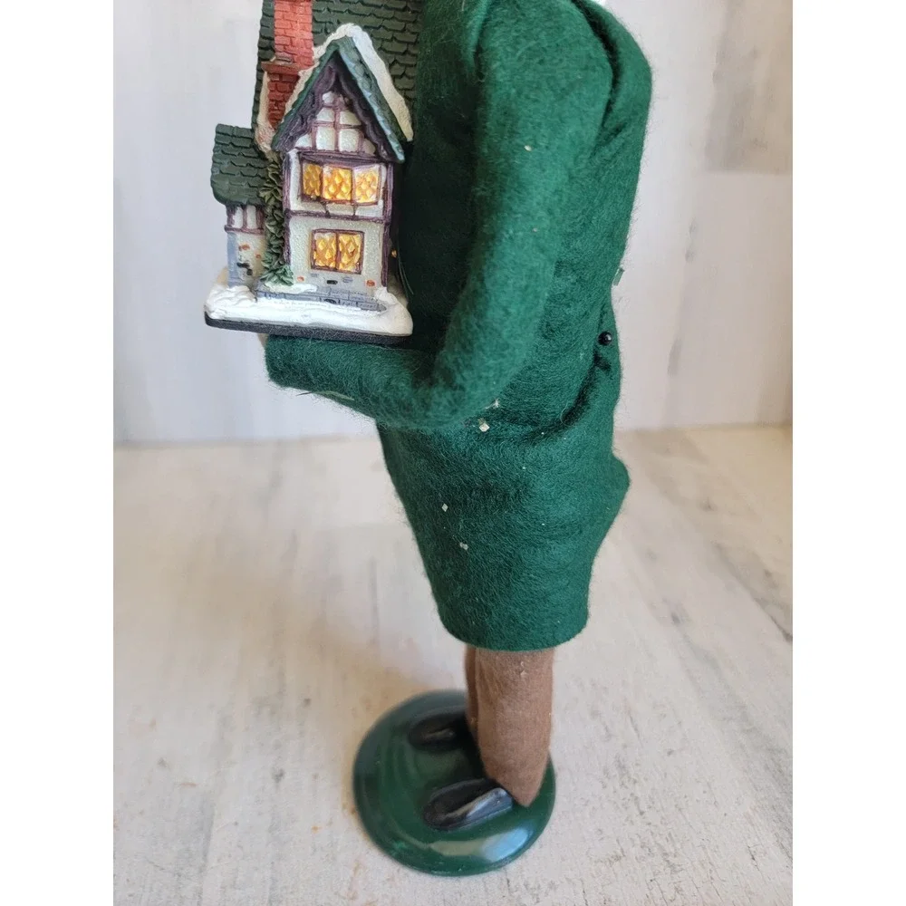 Byers choice Victorian man Caroler holding village house Xmas home decor